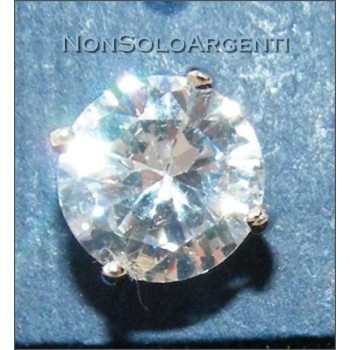 NSA|Argento 925 : Orecchini punto luce perno griffe zircone bianco 8mm