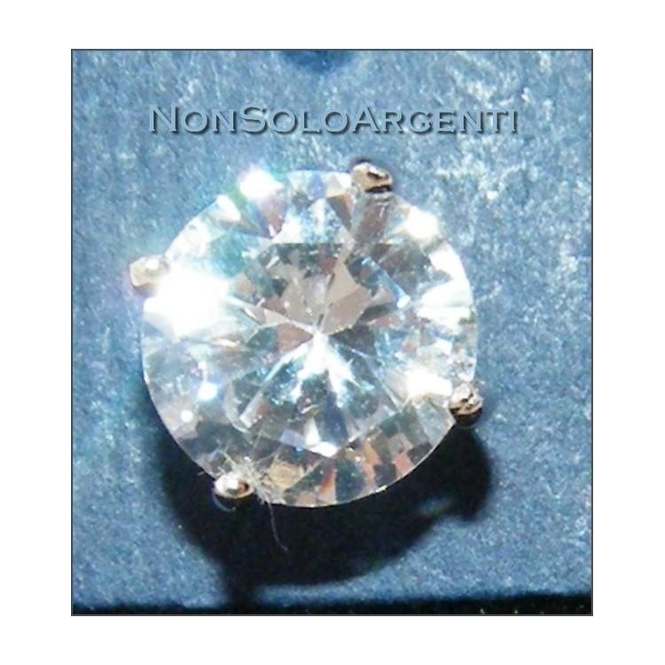 NSA|Argento 925 : Orecchini punto luce perno griffe zircone bianco 8mm
