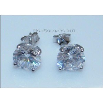 NSA|Argento 925 : Orecchini punto luce perno griffe zircone bianco 8mm