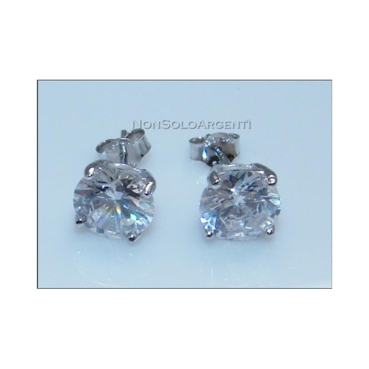 NSA|Argento 925 : Orecchini punto luce perno griffe zircone bianco 8mm