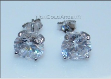 NSA|Argento 925 : Orecchini punto luce perno griffe zircone bianco 8mm
