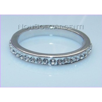 NSA|Argento 925 Rodiato : Anello Eternity con Zirconia bianchi incastonati in perspex