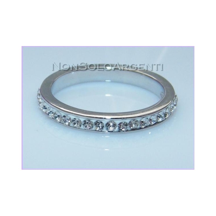 NSA|Argento 925 Rodiato : Anello Eternity con Zirconia bianchi incastonati in perspex