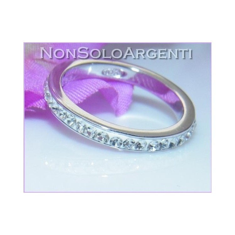 NSA|Argento 925 Rodiato : Anello Eternity con Zirconia bianchi incastonati in perspex