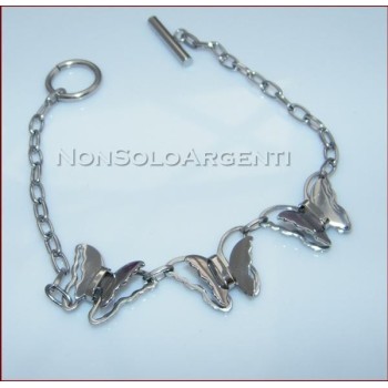 NSA|Bracciale Braccialetto Donna Acciaio Farfalle 3D