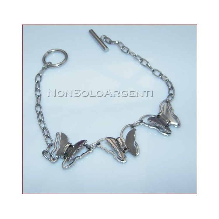 NSA|Bracciale Braccialetto Donna Acciaio Farfalle 3D