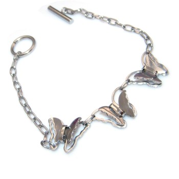 NSA|Woman Steel Bracelet 3D Butterflies T closure