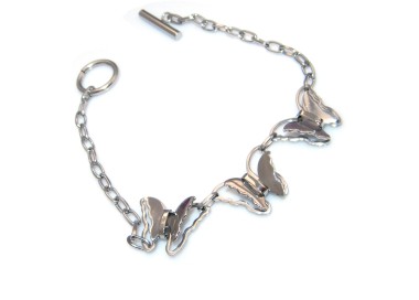 NSA|Bracciale Donna Acciaio Farfalle 3D chiusura a T