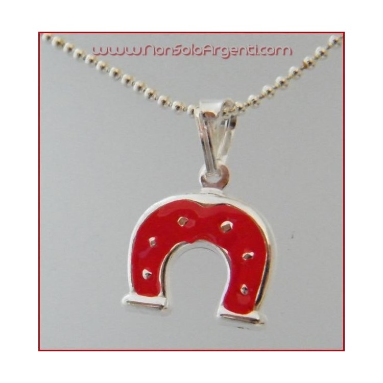 NSA|Horseshoe 925 Silver Red Luck Amulet Pendant