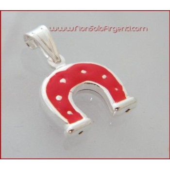 NSA|Horseshoe 925 Silver Red Luck Amulet Pendant