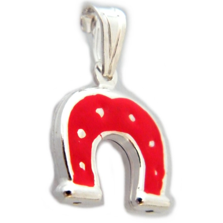 NSA|Horseshoe 925 Silver Red Luck Amulet Pendant