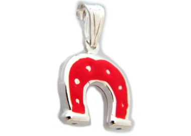 NSA|Horseshoe 925 Silver Red Luck Amulet Pendant