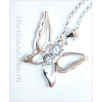 NSA|Collana o Bracciale con farfalla e zirconi bianchi per donna