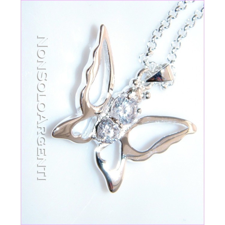 NSA|Necklace or Bracelet with butterfly and white zircons for women