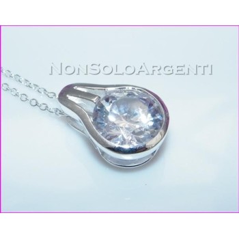 NSA|Bigiotteria : Collana uomo donna argentata con grande punto luce