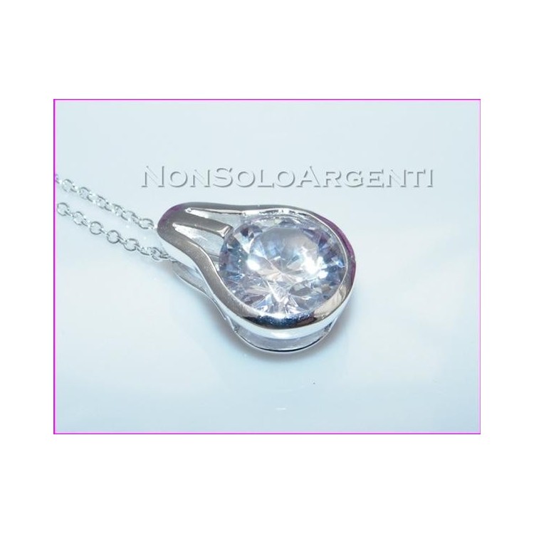 NSA|Bigiotteria : Collana uomo donna argentata con grande punto luce