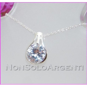 NSA|Bigiotteria : Collana uomo donna argentata con grande punto luce