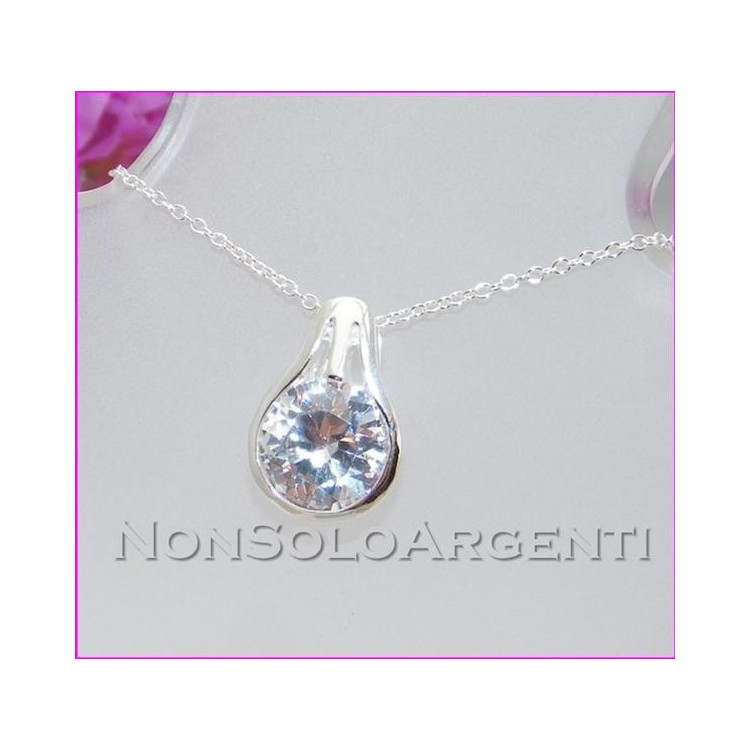 NSA|Bigiotteria : Collana uomo donna argentata con grande punto luce