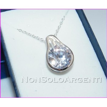 NSA|Bigiotteria : Collana uomo donna argentata con grande punto luce