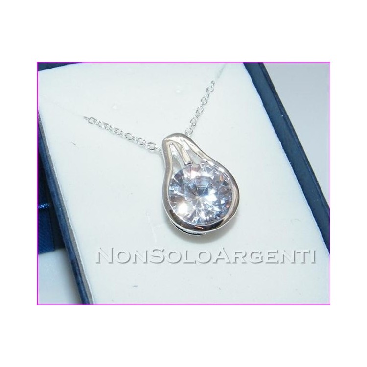 NSA|Bigiotteria : Collana uomo donna argentata con grande punto luce
