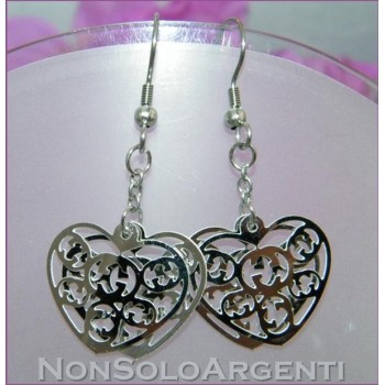 NSA|Orecchini ACCIAIO - Stainless Steel - Ciondoli Cuori traforati taglio laser