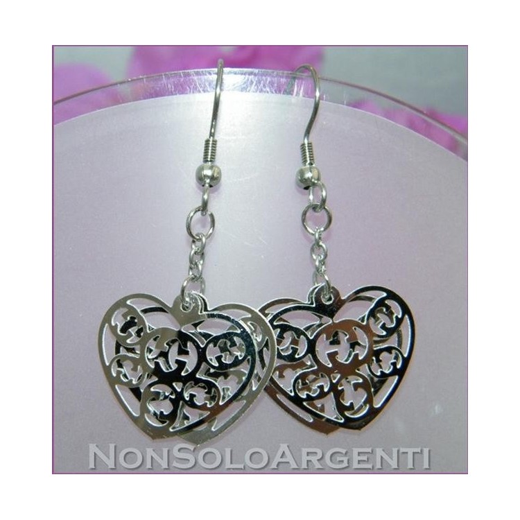 NSA|Orecchini ACCIAIO - Stainless Steel - Ciondoli Cuori traforati taglio laser