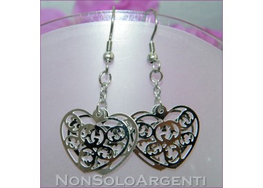 NSA|Orecchini ACCIAIO  Ciondoli Cuori traforati taglio laser per donne