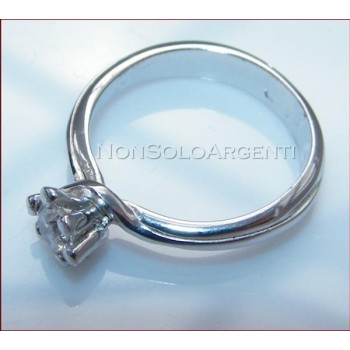 NSA|Argento 925 Italiano Rodiato : Anello Solitario con Zircone taglio brillante