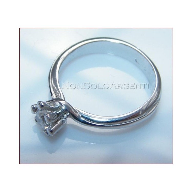 NSA|Argento 925 Italiano Rodiato : Anello Solitario con Zircone taglio brillante