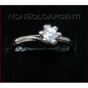 NSA|Argento 925 Italiano Rodiato : Anello Solitario con Zircone taglio brillante