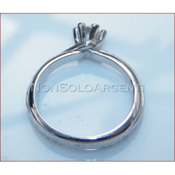 NSA|Anello Solitario argento 925 zircone 5mm 6 griffe donna