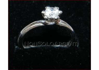 NSA|Argento 925 Italiano Rodiato : Anello Solitario con Zircone taglio brillante