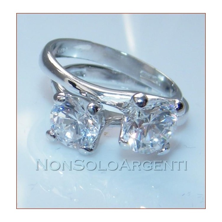 NSA|Argento 925  Anello Solitario con Zircone taglio brillante 6mm misura 16