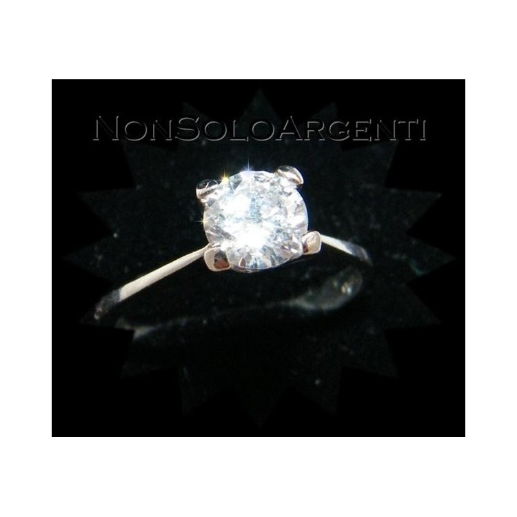 NonSoloArgenti | Gorgeous ring in 925 Silver with large zirconia 6mm size 20