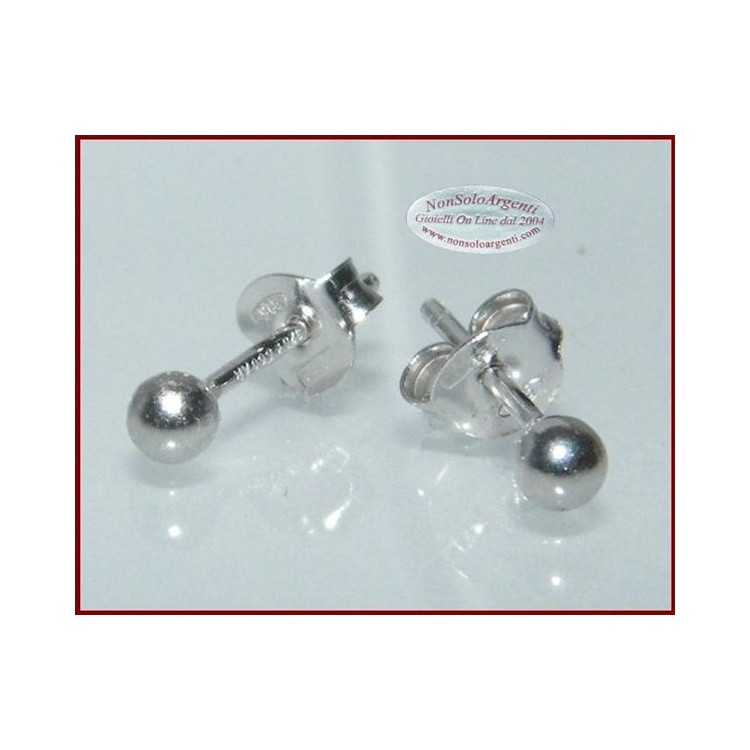 NSA|Orecchini Donna Uomo Argento 925 ITALIANO con sfera pallina in 3 misure