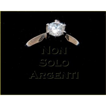 NSA|Argento 925 Italiano Rodiato : Anello Solitario con Zircone taglio brillante