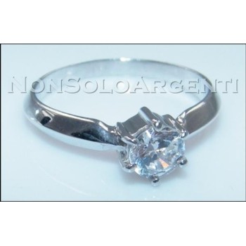 NSA|Argento 925 Italiano Rodiato : Anello Solitario con Zircone taglio brillante