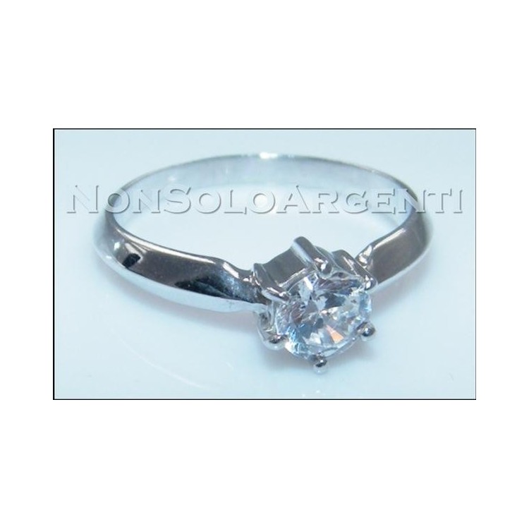 NSA|Argento 925 Italiano Rodiato : Anello Solitario con Zircone taglio brillante