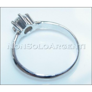 NSA|Argento 925 Italiano Rodiato : Anello Solitario con Zircone taglio brillante