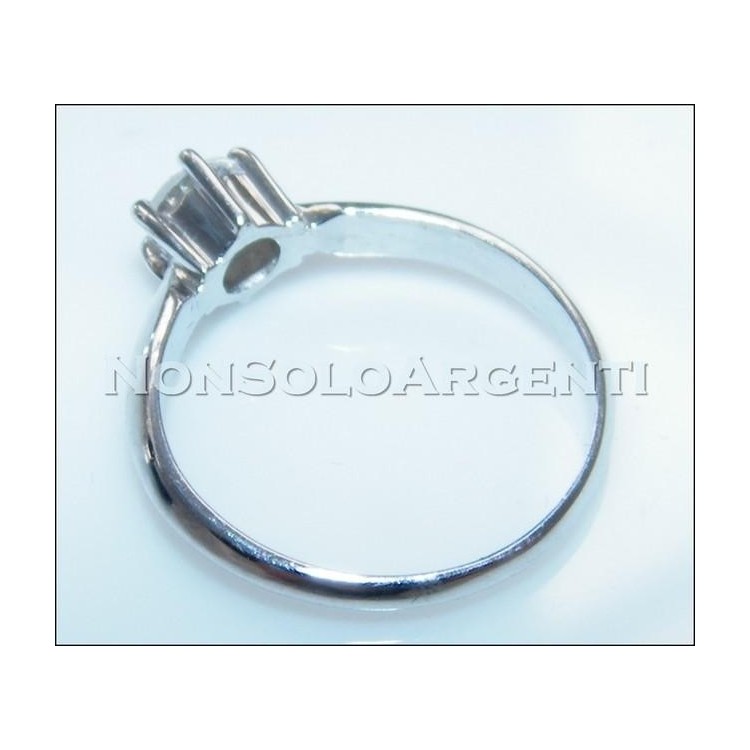 NSA|Argento 925 Italiano Rodiato : Anello Solitario con Zircone taglio brillante