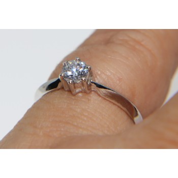 NSA|anello solitario argento 925 Zircone taglio brillante 5mm 6 griffe donna