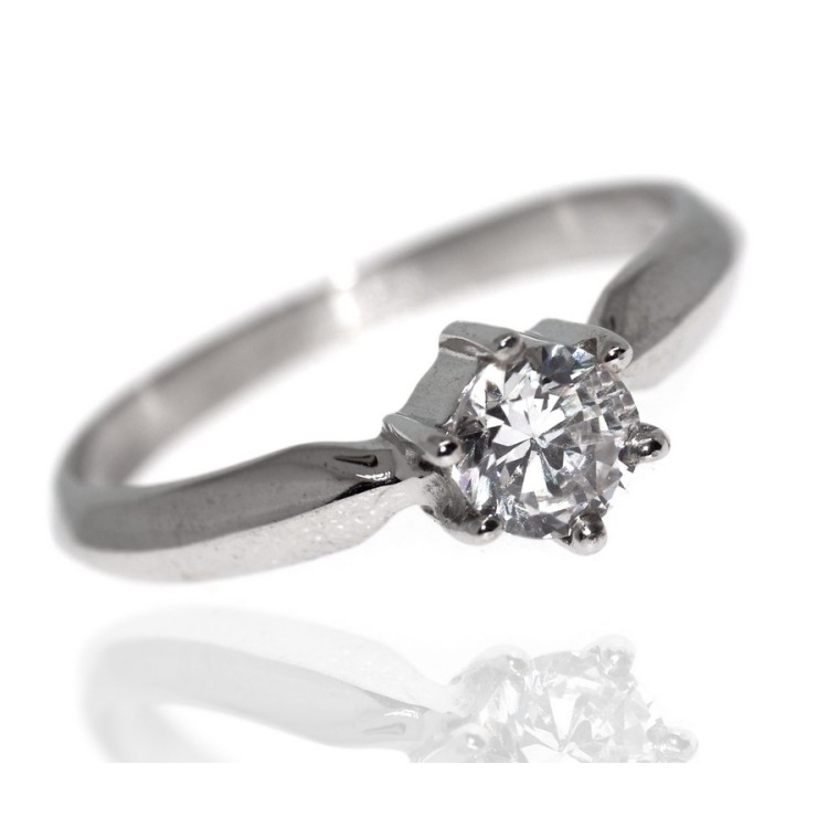 NSA|Argento 925 Italiano Rodiato : Anello Solitario con Zircone taglio brillante