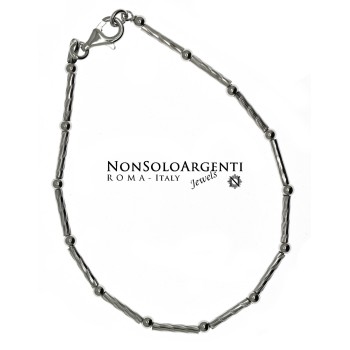 NSA|gioielleria nonsoloargenti di Roma : Argento 925  Bracciale Bamboo semirigido barrette diamatate e palline 18 cm
