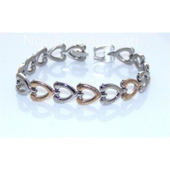 NSA|Bracciale Braccialetto DONNA o UOMO Acciaio e oro Cuori con greca