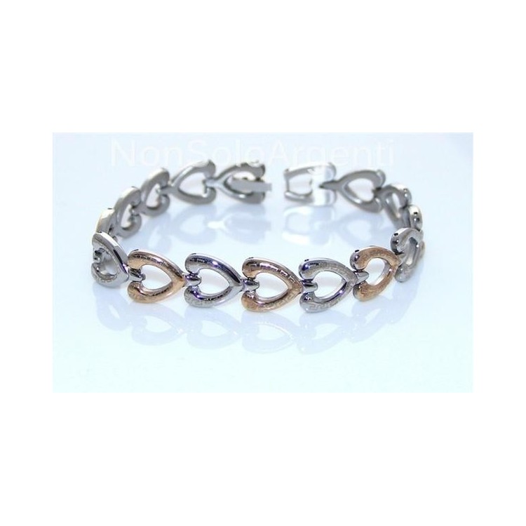 NSA|Bracciale Braccialetto DONNA o UOMO Acciaio e oro Cuori con greca