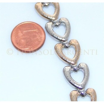 NSA|Bracciale Braccialetto DONNA o UOMO Acciaio e oro Cuori con greca