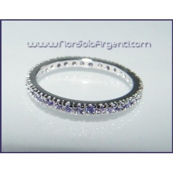 NSA|Argento 925 Rodiato : Anello Eternity con Zirconia lavanda viola