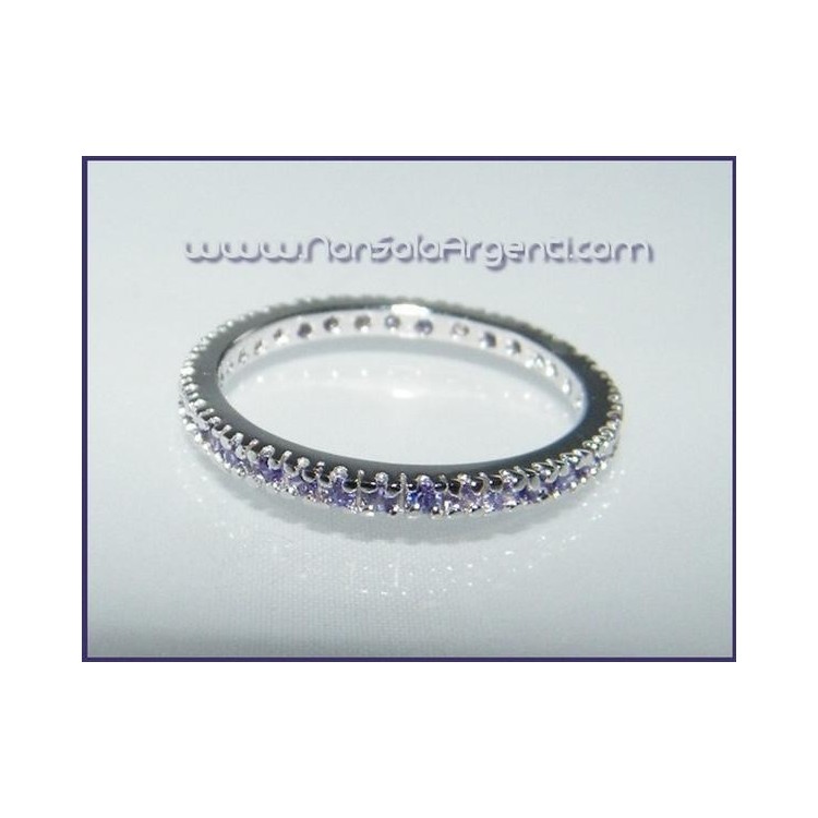 NSA|Argento 925 Rodiato : Anello Eternity con Zirconia lavanda viola
