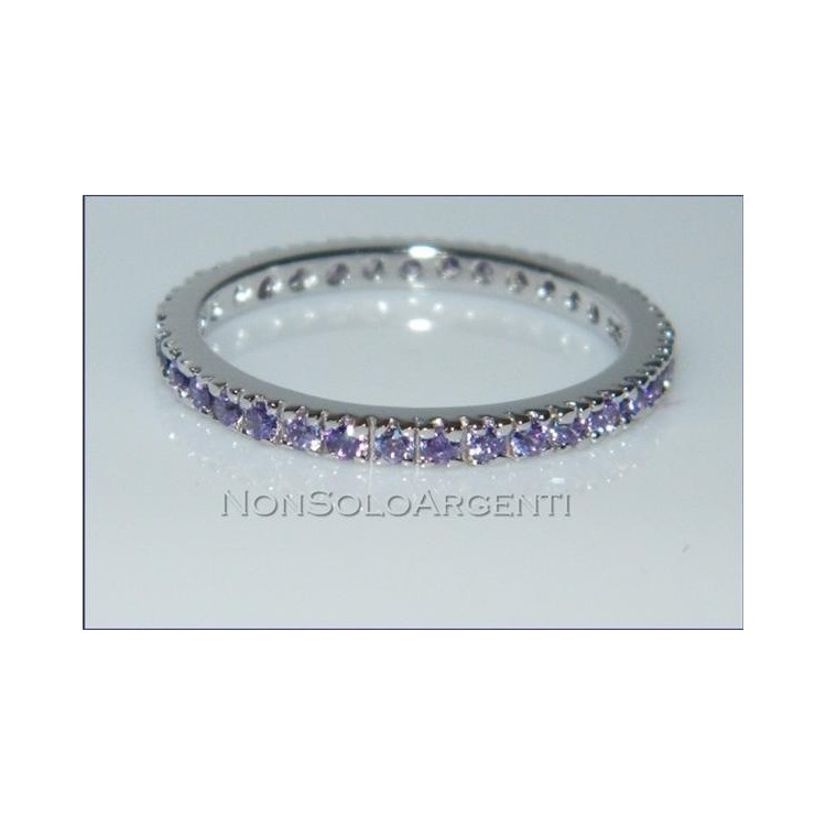 NSA|Argento 925 Rodiato : Anello Eternity con Zirconia lavanda viola