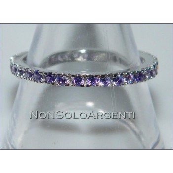 NSA|Argento 925 Rodiato : Anello Eternity con Zirconia lavanda viola